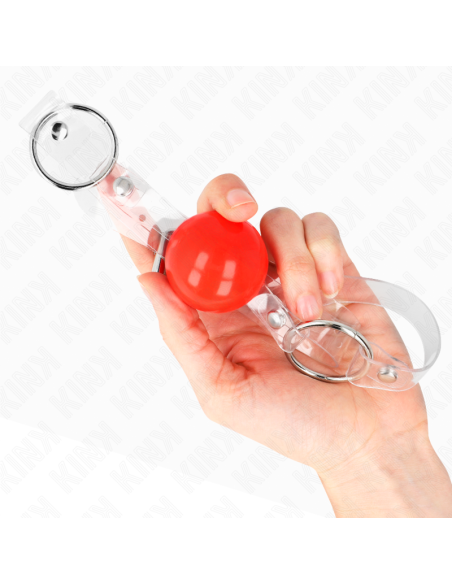 KINK - RED TRANSPARENT PVC BALL 4 CM GAG ADJUSTABLE