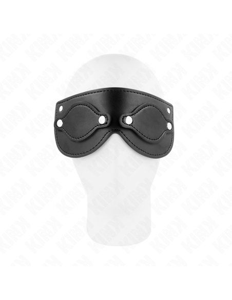 KINK - LEATHERETTE MASK WITH DETACHABLE EYE COVERS 22 x 9 CM