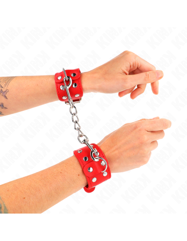 KINK - WRISTBANDS WITH DOUBLE LINE OF ADJUSTABLE STUDS RED