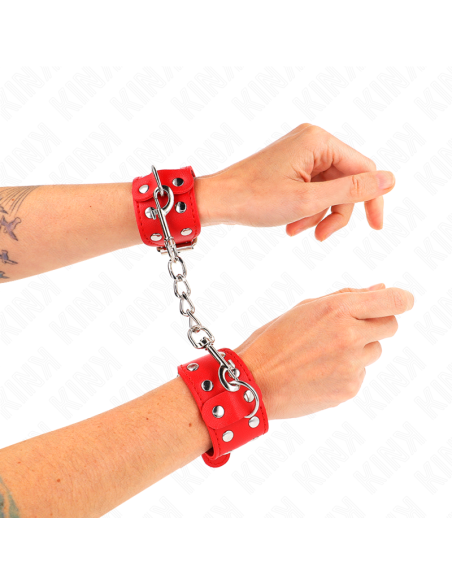 KINK - WRISTBANDS WITH DOUBLE LINE OF ADJUSTABLE STUDS RED