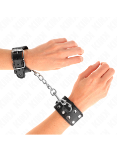 KINK - WRISTBANDS WITH DOUBLE LINE OF ADJUSTABLE STUDS BLACK