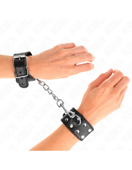 KINK - WRISTBANDS WITH DOUBLE LINE OF ADJUSTABLE STUDS BLACK