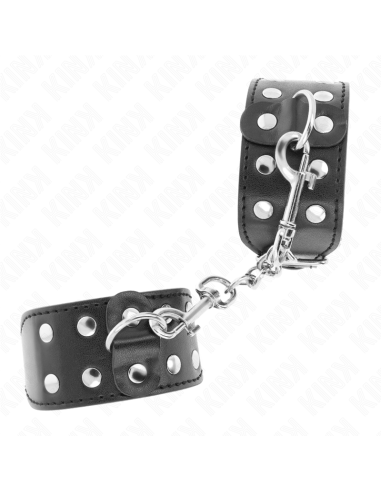 KINK - WRISTBANDS WITH DOUBLE LINE OF ADJUSTABLE STUDS BLACK