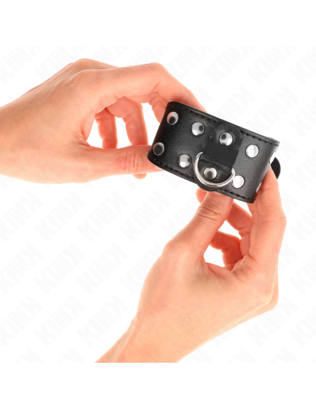 KINK - WRISTBANDS WITH DOUBLE LINE OF ADJUSTABLE STUDS BLACK