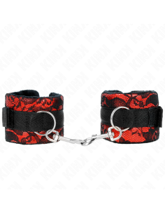 KINK - SHORT VELVET LACE WRIST RESTRAINTS AND NYLON BIND RED - BLACK 23 X 6.5 CM 2