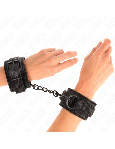 KINK - DARK LACE COVERED WRIST CUFFS ADJUSTABLE BLACK 19-26 CM