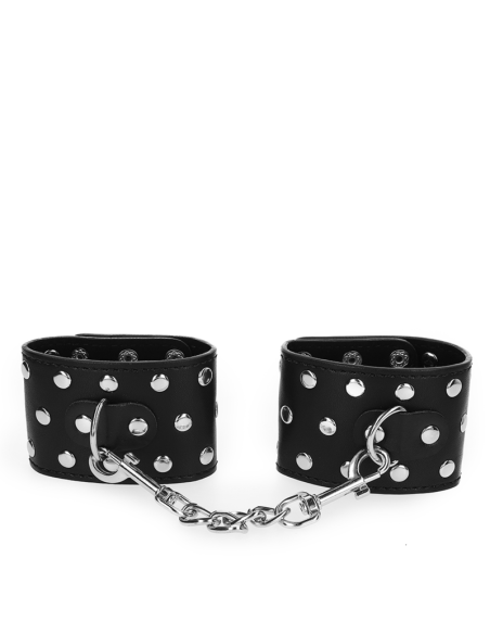 KINK - WRIST RESTRAINTS WITH SNAP FASTEN FULL OF RIVETS BLACK ADJUSTABLE 19-24 CM X 5.5 CM