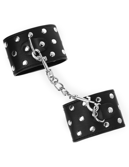 KINK - WRIST RESTRAINTS WITH SNAP FASTEN FULL OF RIVETS BLACK ADJUSTABLE 19-24 CM X 5.5 CM