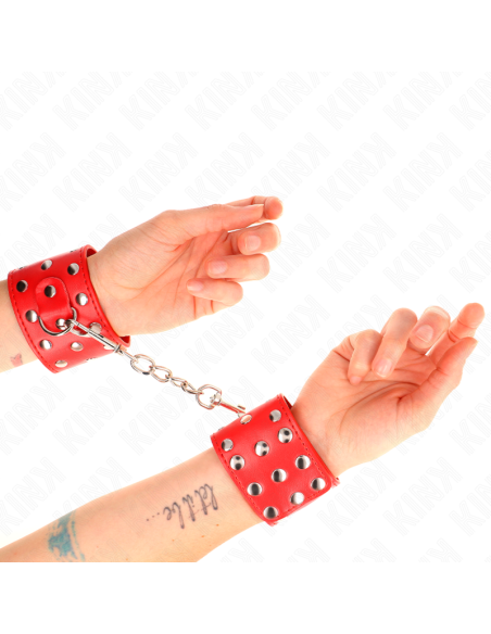 KINK - RIŠO ĮRAŠAI SU SPAUSTUKU, PILNI KNIEDĖMIS, RAUDONI, REGULIUOJAMI 19–24 CM X 5,5 CM