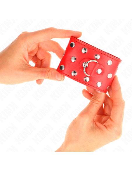 KINK - RIŠO ĮRAŠAI SU SPAUSTUKU, PILNI KNIEDĖMIS, RAUDONI, REGULIUOJAMI 19–24 CM X 5,5 CM