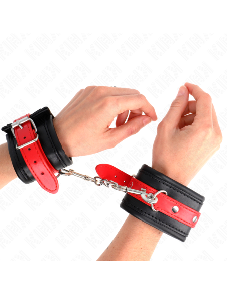 KINK - WRIST RESTRAINTS BLACK WITH RED BELT ADJUSTABLE 17-28 CM X 6 CM