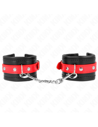 KINK - WRIST RESTRAINTS BLACK WITH RED BELT ADJUSTABLE 17-28 CM X 6 CM