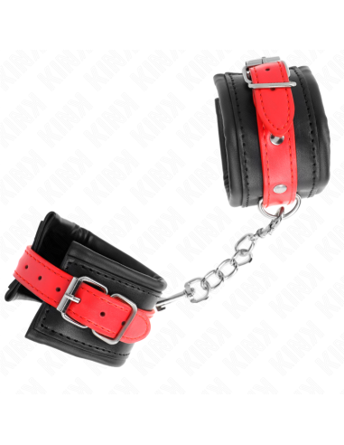 KINK - WRIST RESTRAINTS BLACK WITH RED BELT ADJUSTABLE 17-28 CM X 6 CM
