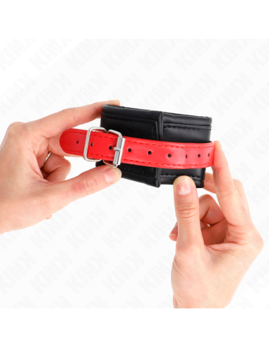 KINK - WRIST RESTRAINTS BLACK WITH RED BELT ADJUSTABLE 17-28 CM X 6 CM
