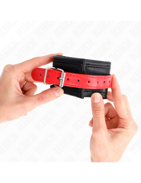 KINK - WRIST RESTRAINTS BLACK WITH RED BELT ADJUSTABLE 17-28 CM X 6 CM