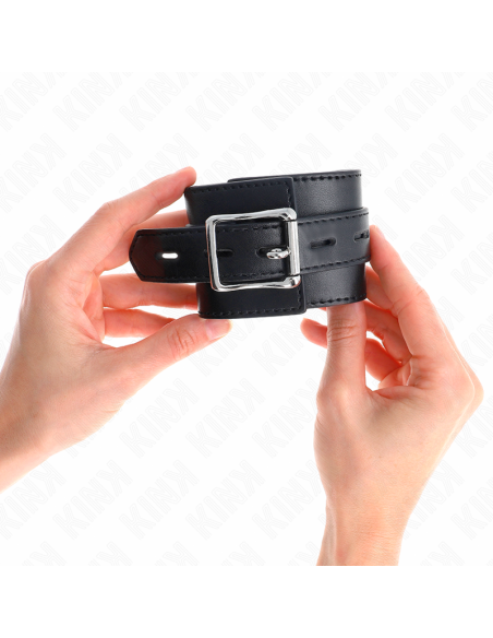 KINK - WRIST RESTRAINTS BLACK WITH BLACK BELT ADJUSTABLE 17-28 CM X 6 CM