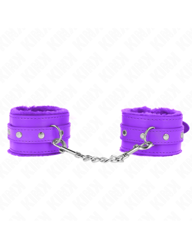 KINK - PREMIUM FUR LINED WRIST RESTRAINTS PURPLE WITH PURPLE BELT ADJUSTABLE 17-29 CM X 6 CM