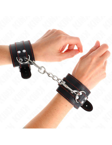 KINK - WRIST RESTRAINTS BLACK WITH RED LINING ADJUSTABLE 20-28 CM X 5.5 CM