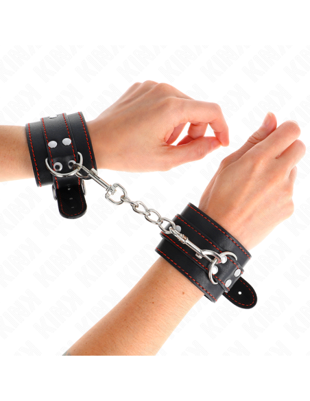 KINK - WRIST RESTRAINTS BLACK WITH RED LINING ADJUSTABLE 20-28 CM X 5.5 CM