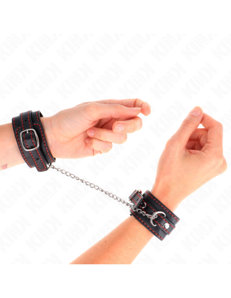 KINK - SMALL WRIST RESTRAINTS BLACK WITH RED LINING ADJUSTABLE 14-24 CM X 3.5 CM