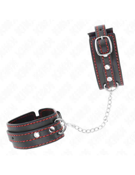 KINK - SMALL WRIST RESTRAINTS BLACK WITH RED LINING ADJUSTABLE 14-24 CM X 3.5 CM