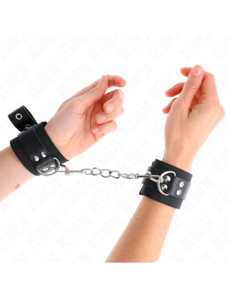 KINK - JUODOS NAILONINIS RIŠO ĮRAŠAS SU JUODU ODININIS DIRŽU, REGULIUOJAMAS 19-29 CM X 5,1 CM