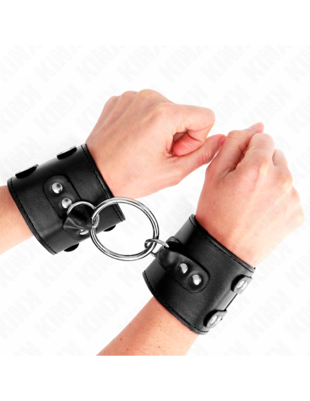 KINK - FIXED WRIST RESTRAINTS WITH RING AND STUDS ADJUSTABLE BLACK 17-22 CM X 6.5 CM