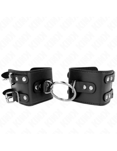 KINK - FIKSUOTAS RIŠO ĮRAŠAS SU ŽIEDU IR KNYGELĖMIS, REGULIUOJAMAS JUODAS, 17–22 CM X 6,5 CM