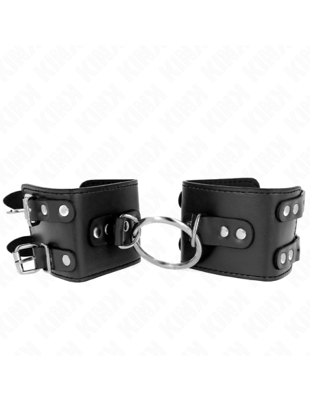 KINK - FIXED WRIST RESTRAINTS WITH RING AND STUDS ADJUSTABLE BLACK 17-22 CM X 6.5 CM