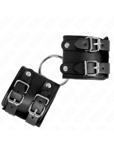 KINK - FIXED WRIST RESTRAINTS WITH RING AND STUDS ADJUSTABLE BLACK 17-22 CM X 6.5 CM