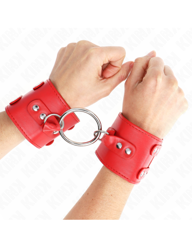 KINK - FIXED WRIST RESTRAINTS WITH RING AND STUDS ADJUSTABLE RED 17-22 CM X 6.5 CM
