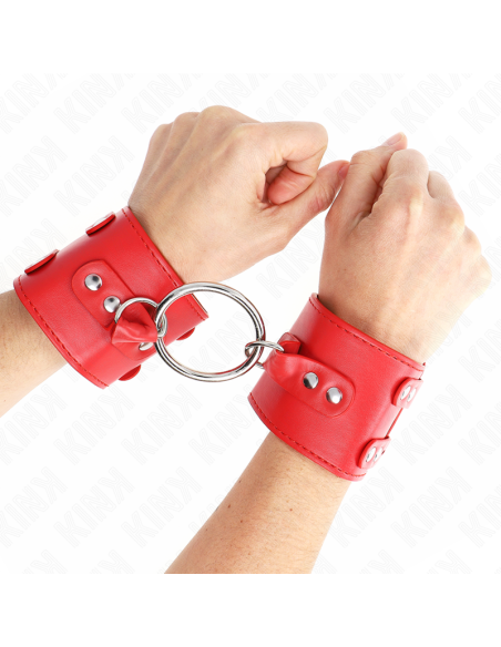 KINK - FIXED WRIST RESTRAINTS WITH RING AND STUDS ADJUSTABLE RED 17-22 CM X 6.5 CM