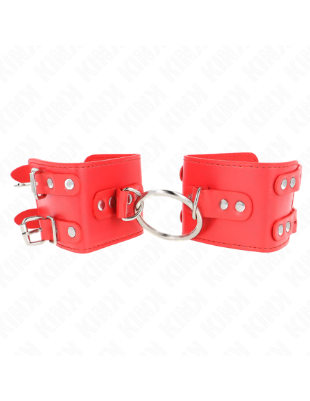 KINK - FIXED WRIST RESTRAINTS WITH RING AND STUDS ADJUSTABLE RED 17-22 CM X 6.5 CM