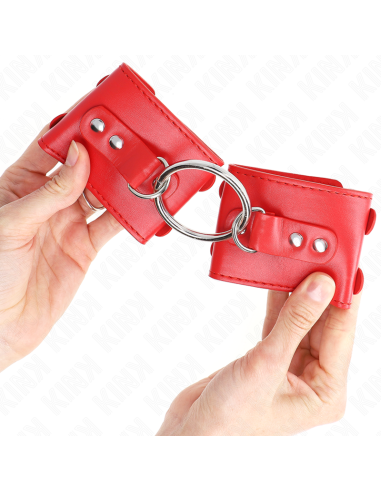 KINK - FIXED WRIST RESTRAINTS WITH RING AND STUDS ADJUSTABLE RED 17-22 CM X 6.5 CM