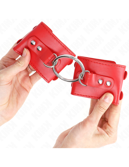 KINK - FIXED WRIST RESTRAINTS WITH RING AND STUDS ADJUSTABLE RED 17-22 CM X 6.5 CM