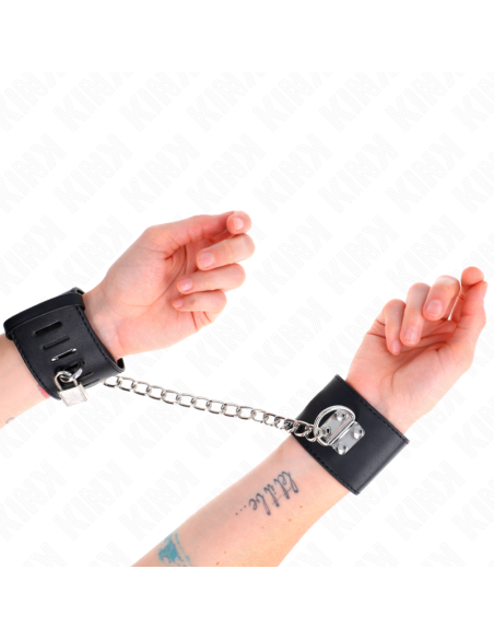 KINK - FIXED WRIST RESTRAINTS WITH CHAIN 30 CM AND PADLOCK CLOSURE BLACK ADJUSTABLE 16-23 CM X 5.5 CM