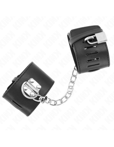 KINK - FIXED WRIST RESTRAINTS WITH CHAIN 30 CM AND PADLOCK CLOSURE BLACK ADJUSTABLE 16-23 CM X 5.5 CM