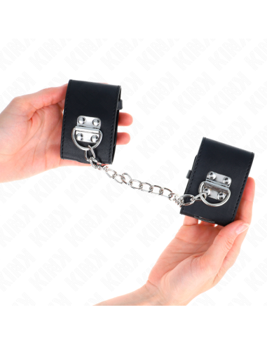 KINK - FIXED WRIST RESTRAINTS WITH CHAIN 30 CM AND PADLOCK CLOSURE BLACK ADJUSTABLE 16-23 CM X 5.5 CM