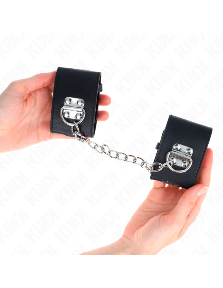KINK - FIXED WRIST RESTRAINTS WITH CHAIN 30 CM AND PADLOCK CLOSURE BLACK ADJUSTABLE 16-23 CM X 5.5 CM