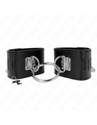 KINK - FIXED WRIST RESTRAINTS WITH RING AND PADLOCK CLOSURE BLACK ADJUSTABLE 16-23 CM X 5.5 CM