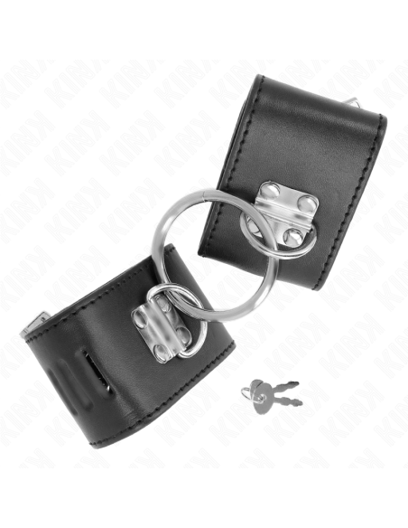 KINK - FIXED WRIST RESTRAINTS WITH RING AND PADLOCK CLOSURE BLACK ADJUSTABLE 16-23 CM X 5.5 CM