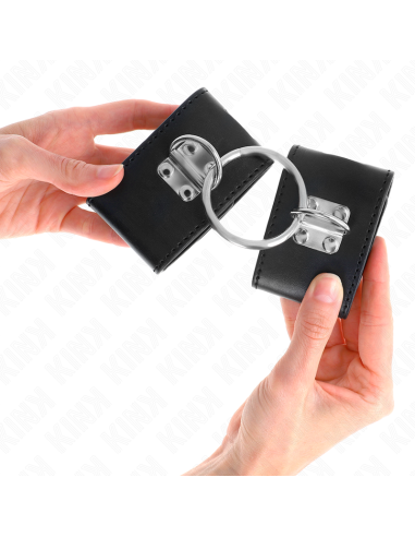 KINK - FIXED WRIST RESTRAINTS WITH RING AND PADLOCK CLOSURE BLACK ADJUSTABLE 16-23 CM X 5.5 CM