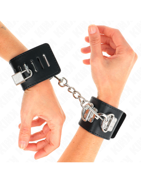KINK - MULTIPOSITION WRIST RESTRAINTS WITH PADLOCK CLOSURE BLACK ADJUSTABLE 16-23 CM X 5.5 CM