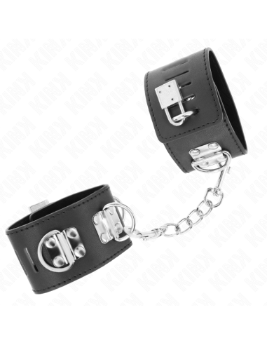 KINK - MULTIPOSITION WRIST RESTRAINTS WITH PADLOCK CLOSURE BLACK ADJUSTABLE 16-23 CM X 5.5 CM