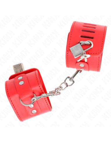 KINK - WRIST RESTRAINTS WITH PADLOCK CLOSURE RED ADJUSTABLE 16-23 CM X 5.5 CM
