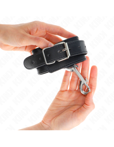 KINK - WRIST RESTRAINTS-SINGLE RIVET ROW AND BIG BUCKLE BLACK ADJUSTABLE 17-28 CM X 5 CM