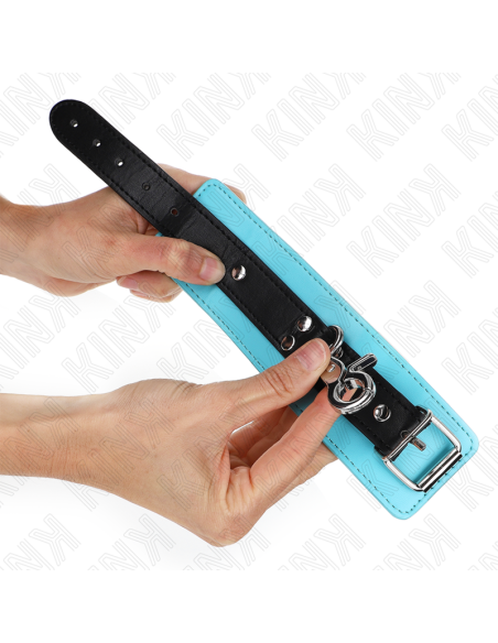 KINK - PREMIUM LOCKABLE WRIST RESTRAINTS BLACK - BLUE ADJUSTABLE 21-28 CM X 5.5 CM