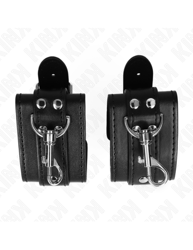 KINK - LOCKABLE DUNGEON WRIST RESTRAINTS BLACK ADJUSTABLE 21-28 CM X 5.5 CM