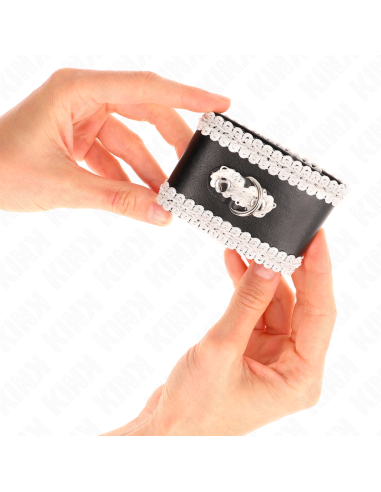 KINK - BLACK WRIST RESTRAINTS WITH WHITE DECORATE LACE ADJSUTABLE 20-23 CM X 5.5 CM