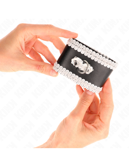KINK - BLACK WRIST RESTRAINTS WITH WHITE DECORATE LACE ADJSUTABLE 20-23 CM X 5.5 CM